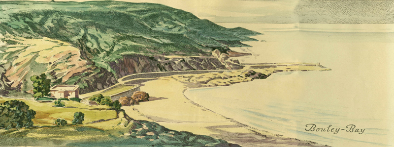 A coloured drawing of Bouley Bay from the Green Book